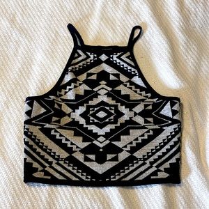 Forever 21 Tribal / Aztec Print Crop Tank Top, Small.